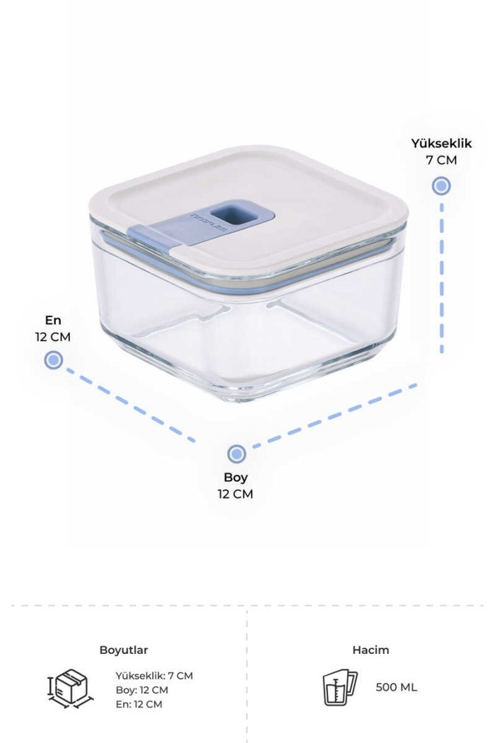 neoflam-perfect-seal-kare-cam-saklama-kabi-500ml-saklama-ve-duzenleme-neoflam-23096-84-B Neoflam Perfect Seal Kare Cam Saklama Kabı 500Ml