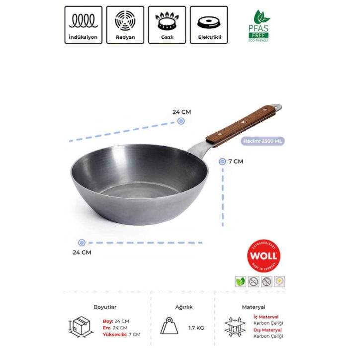 woll-wok-24-3 Carbon Steel Wok 24 CM