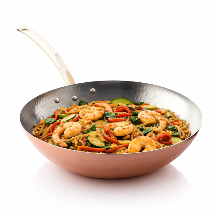WK00KL500DM-MG Saf Bakır Wok Tava | Kalay Kaplı – Zuccac
